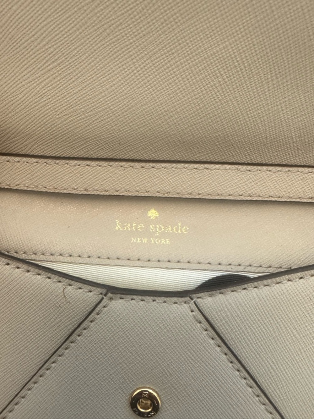 kate spade beige leather envelope crossbody with gold chain - Picture 5 of 6